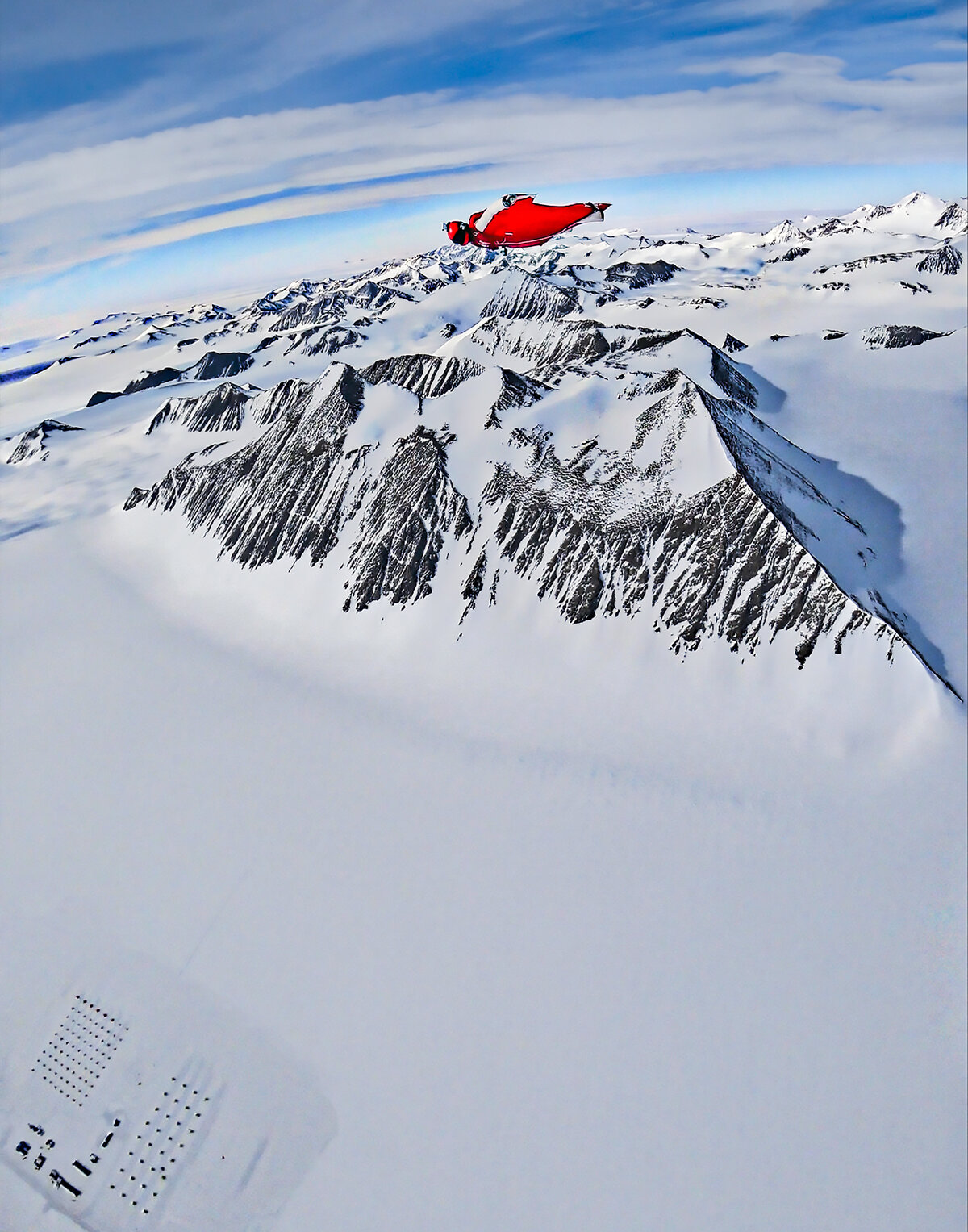 Flying over Mount Rossman and Union Glacier Camp